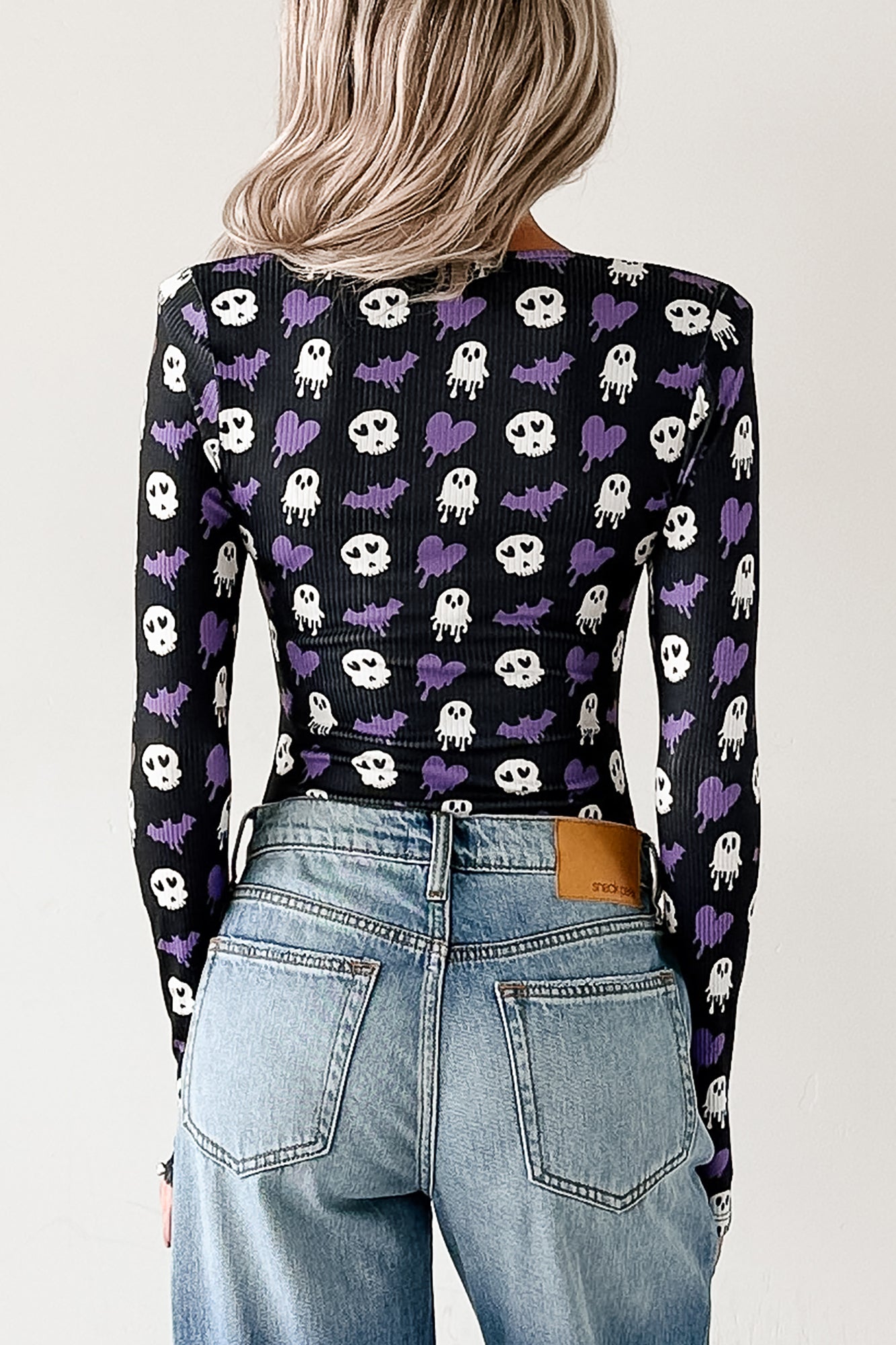Ghoul's Night Out NM Original Padded V-Neck Bodysuit (Purple Ghouls)