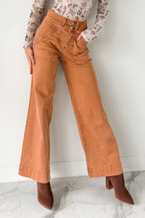 Henley Wide Leg Mica Denim Jeans (Cinnamon)