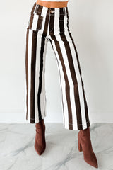 Julia Wide Leg Mica Denim Crop Jeans (Earth Brown/White)