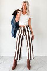 Julia Wide Leg Mica Denim Crop Jeans (Earth Brown/White)