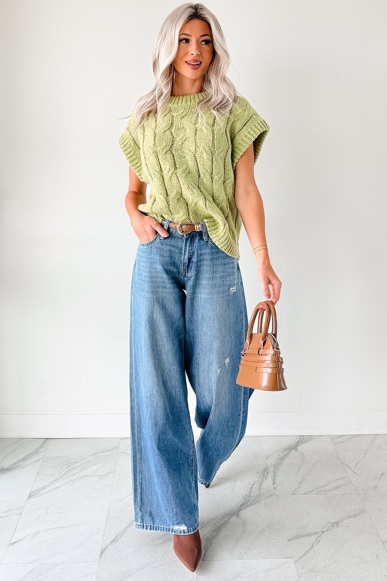 Don't Envy Me Cable Knit Sweater Vest (Fern)