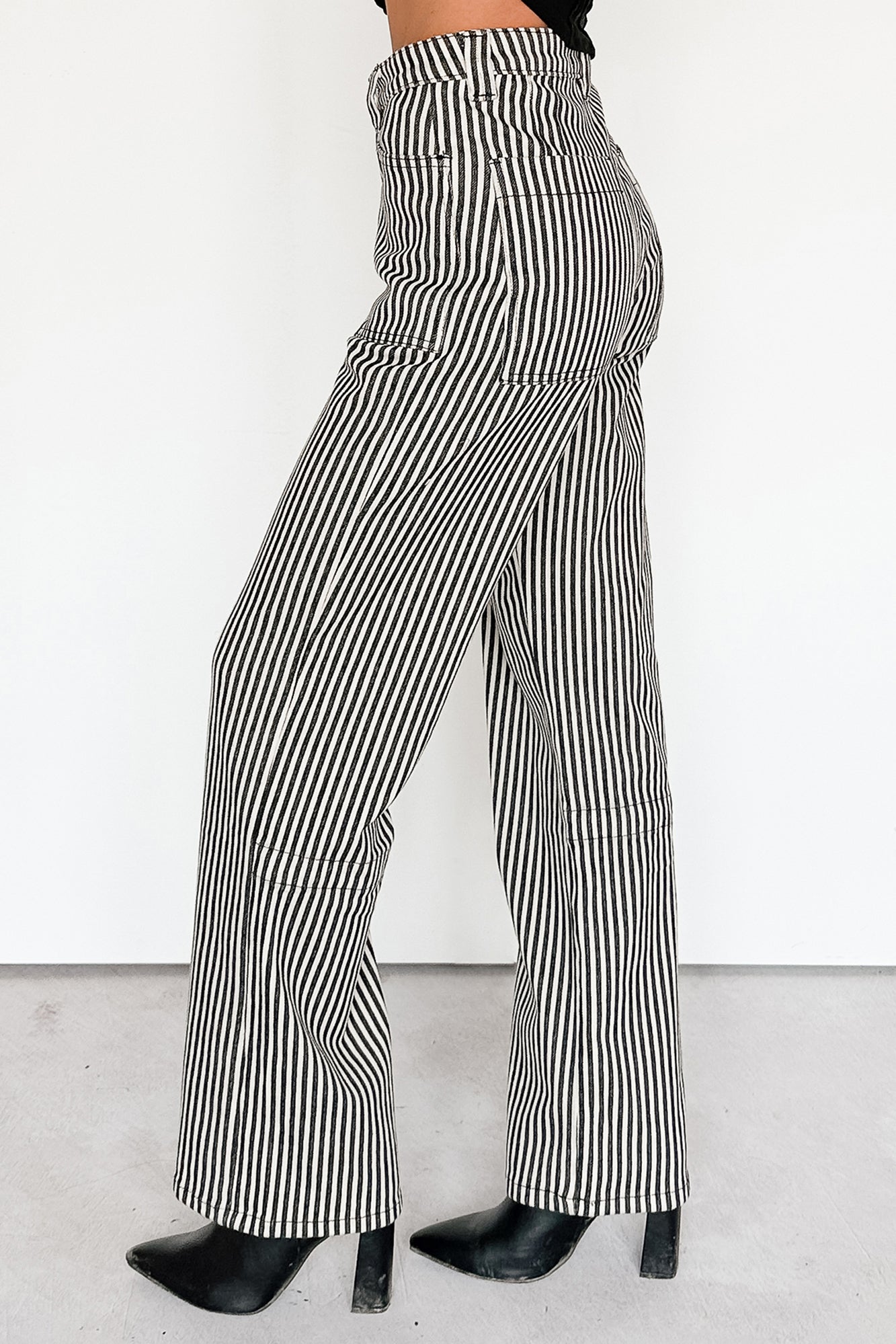 Marcus Straight Leg Striped Mica Denim Jeans (Black/Ivory)