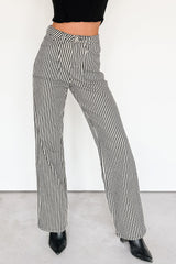 Marcus Straight Leg Striped Mica Denim Jeans (Black/Ivory)