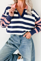 Forward Flow Striped Knit Sweater (Navy/Multi)