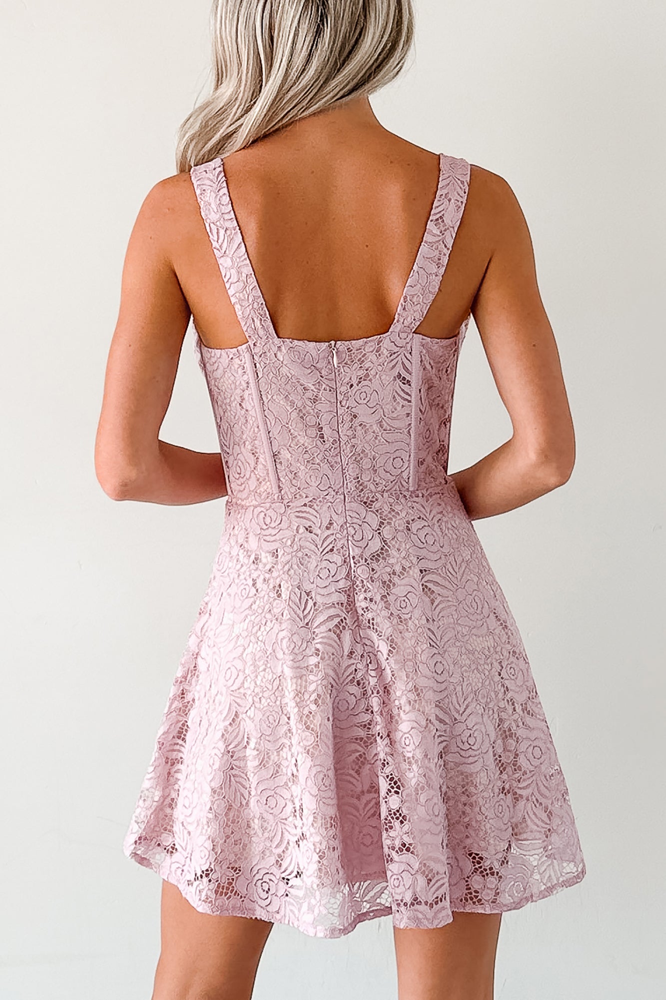 Dangerously Sweet Lace Corset Style Mini Dress (Pink)