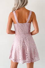 Dangerously Sweet Lace Corset Style Mini Dress (Pink)