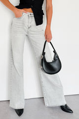 Maybrie Wide Leg Mica Denim Jeans (Platinum Grey)
