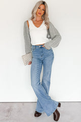 Bed Of Roses Ribbed Lace Trim Tank Top (White)