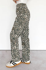 Calista High Rise Straight Leg Saige Denim Jeans (Leopard)