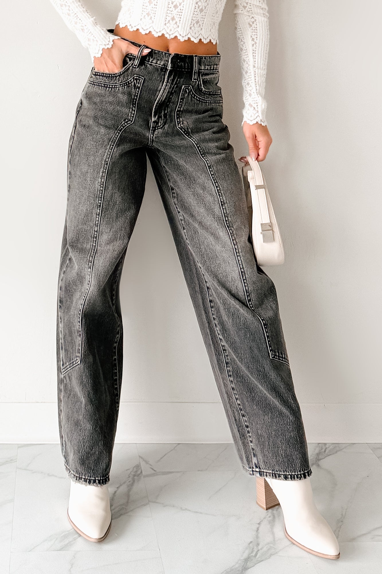 Julio High Rise Baggy Hidden Brand Jeans (Grey)