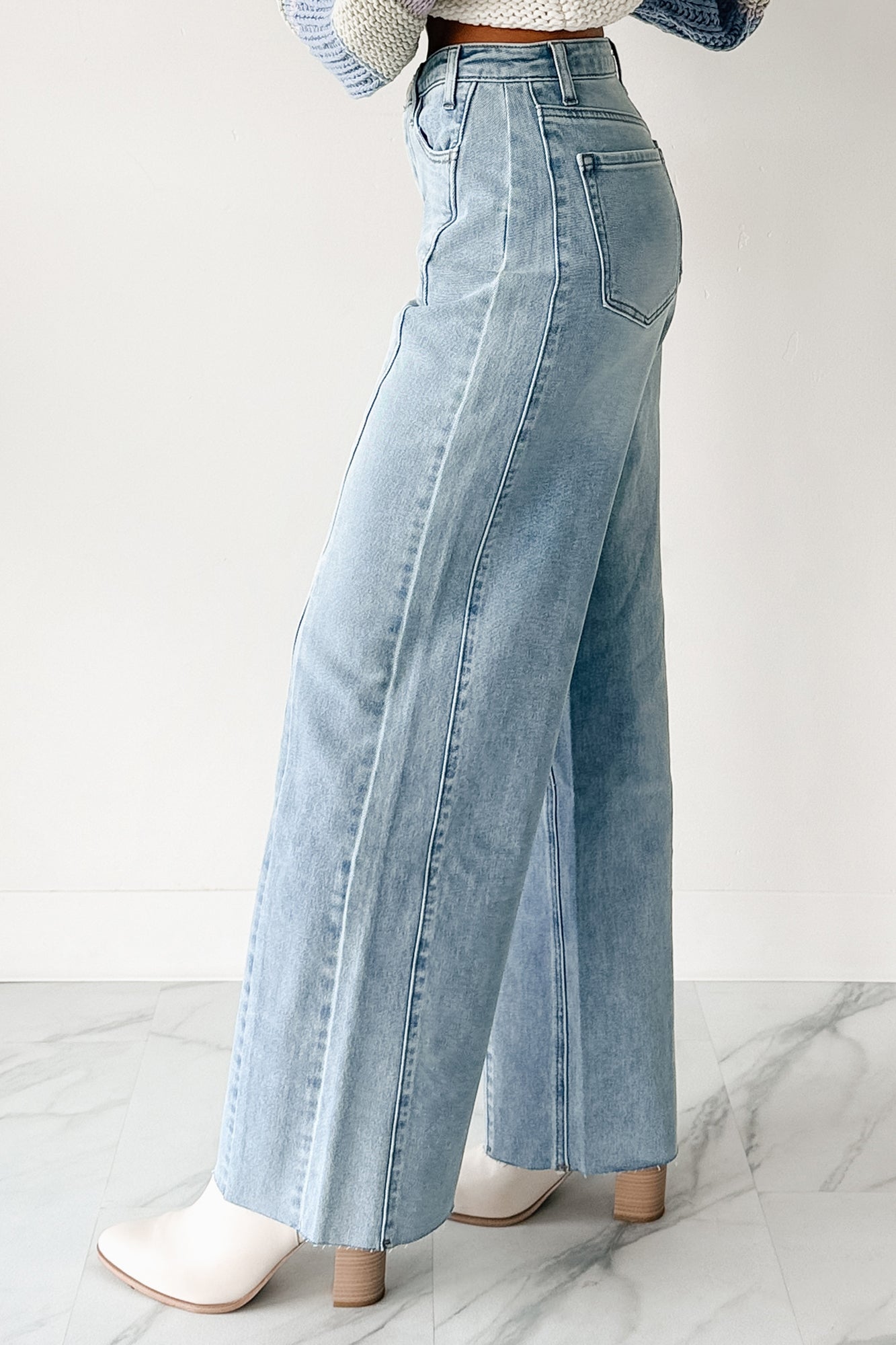 Glenn High Rise Wide Leg Jemina Denim Jeans (Light)