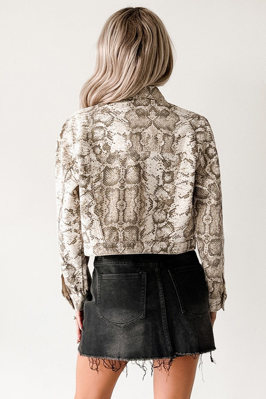 Prime Times Denim Snake Print Jacket (Taupe)