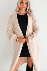 Lazy Layers Cable Knit Long Fit Cardigan (Taupe)