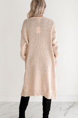 Lazy Layers Cable Knit Long Fit Cardigan (Taupe)