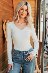 Unsaid Things Long Sleeve V Neck Top (Ivory)