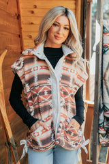 Lost In Motion Fleece Button-Up Vest (Rust/Multi)