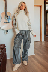 Don't Be Shy Faux Leather Cargo Pants (Grey)
