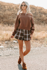 Keep It Sweet Boatneck Pullover Sweatshirt (Chestnut)