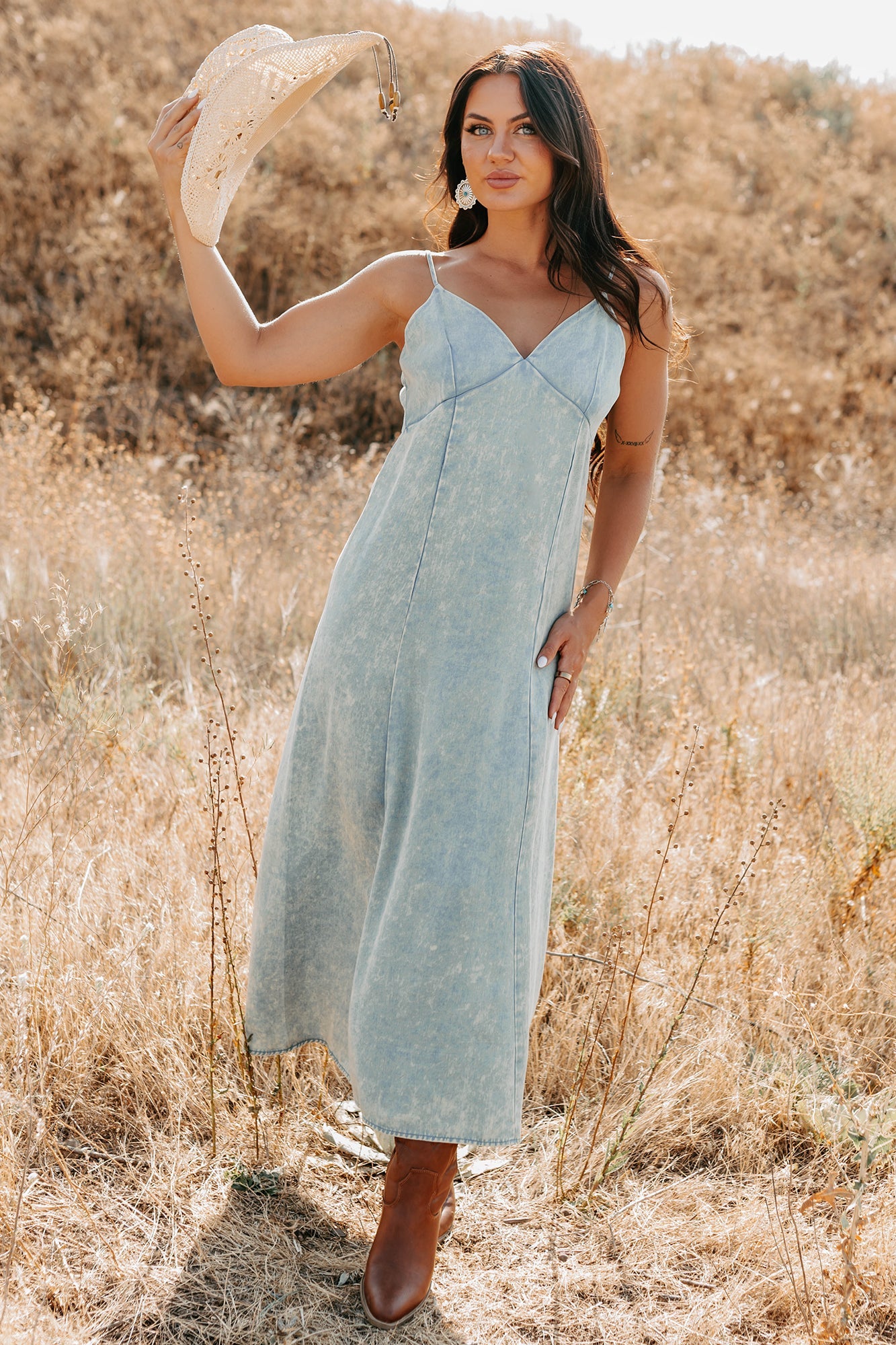 Finally Me Sleeveless Washed Zenana Maxi Dress (Blue Grey)