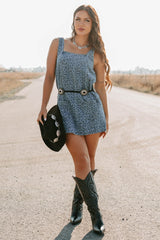 Kendrix Animal Print Denim Mini Dress (Denim Leopard)