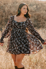 Midnight Blooms Floral Mini Dress (Baked Plum)