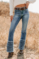 Vera Mid Rise Frayed Hem Cello Flare Jeans (Medium)