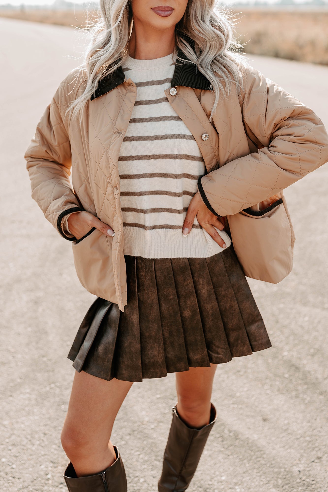 Up & Coming Quilted Barn Jacket (Camel)