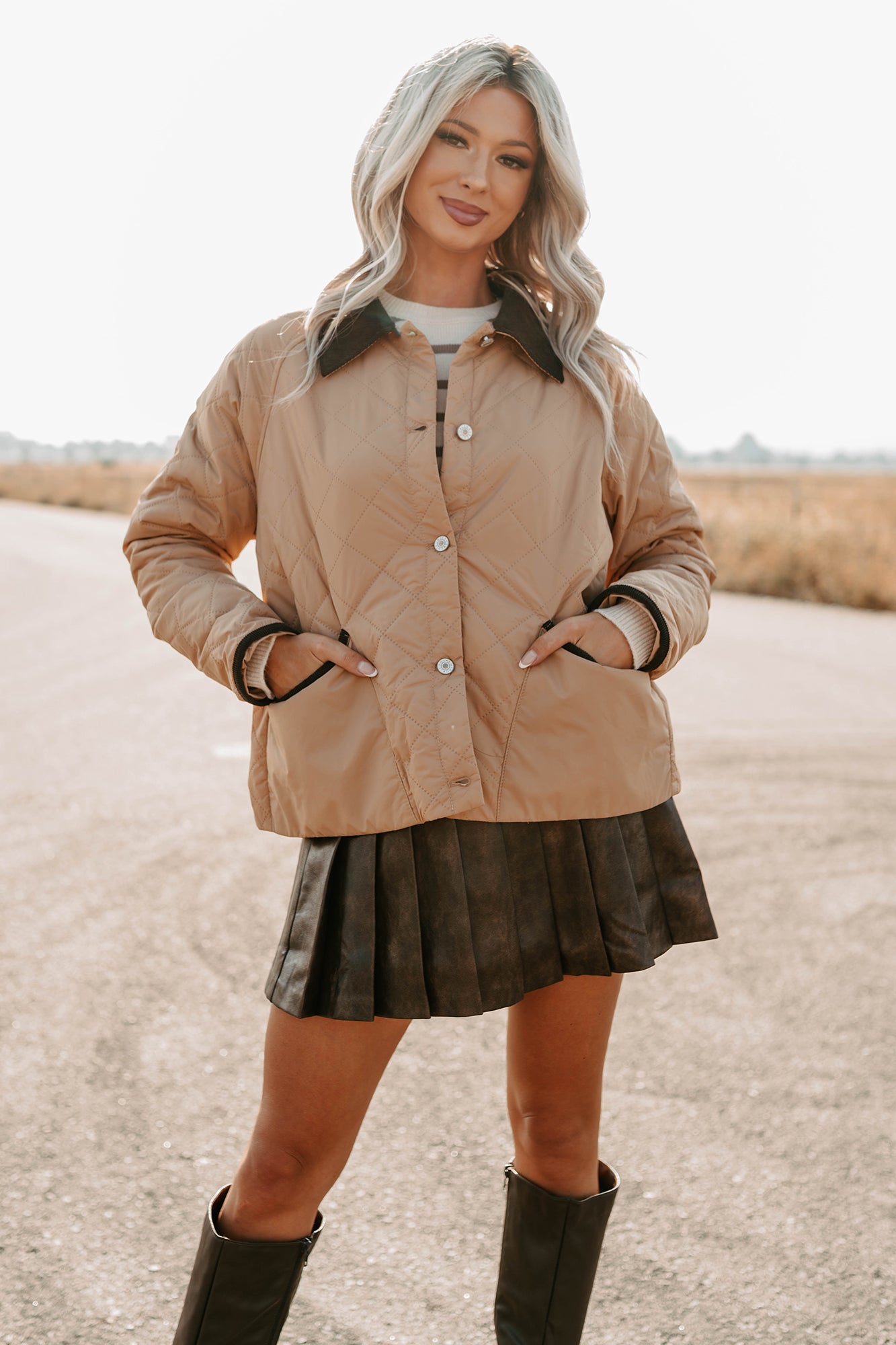 Up & Coming Quilted Barn Jacket (Camel)