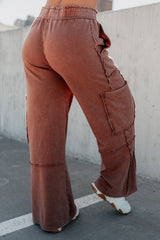 Made Ready Wide Leg Cargo Sweatpants (Chestnut)