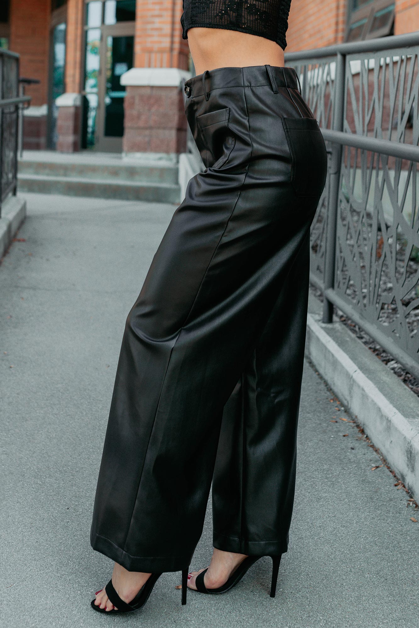 More Than Usual Wide-Leg Faux Leather Pant (Black)