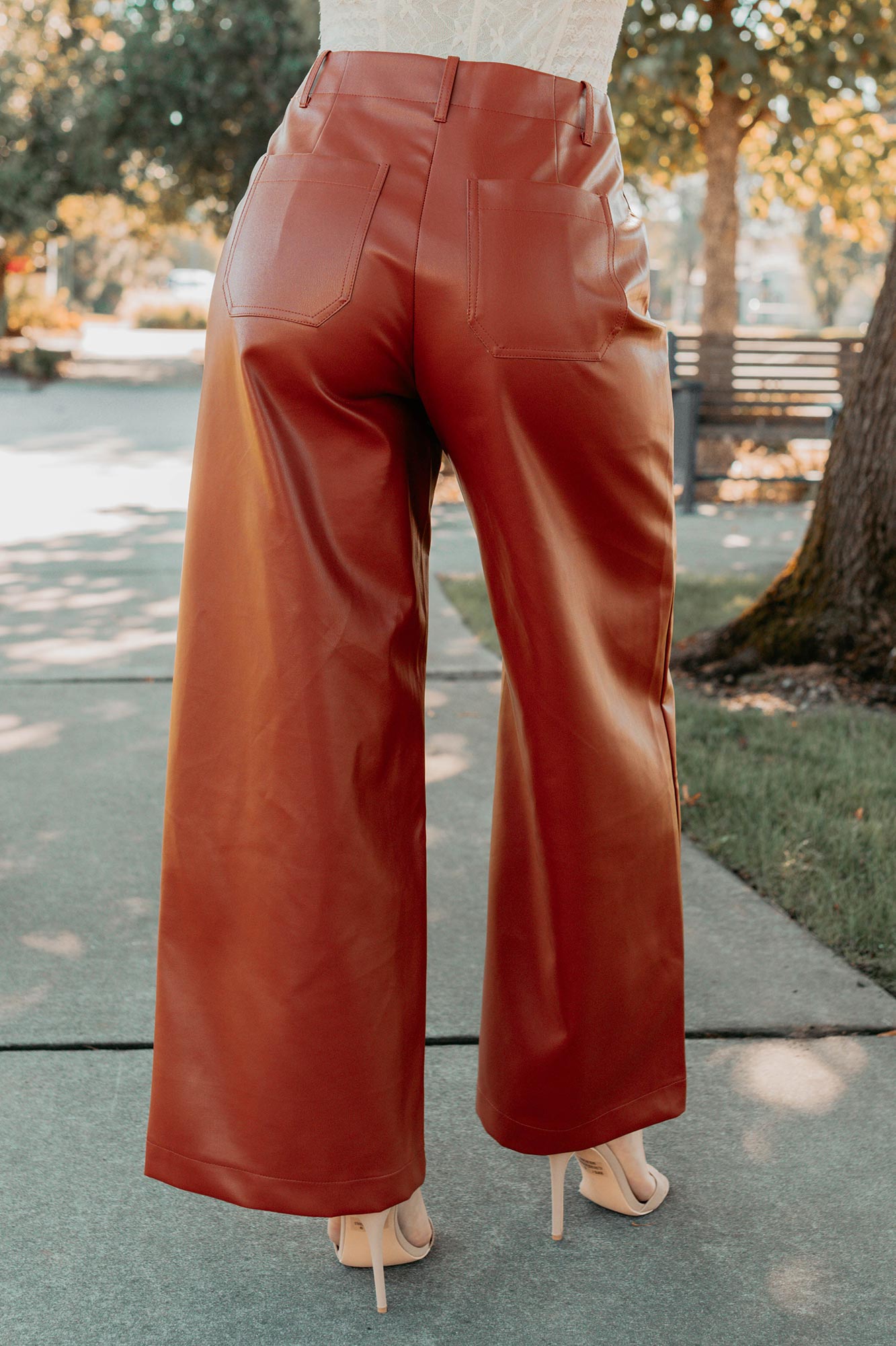 More Than Usual Wide-Leg Faux Leather Pant (Camel)