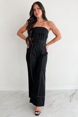 Taste Maker Strapless Wide Leg Jumpsuit (Black)