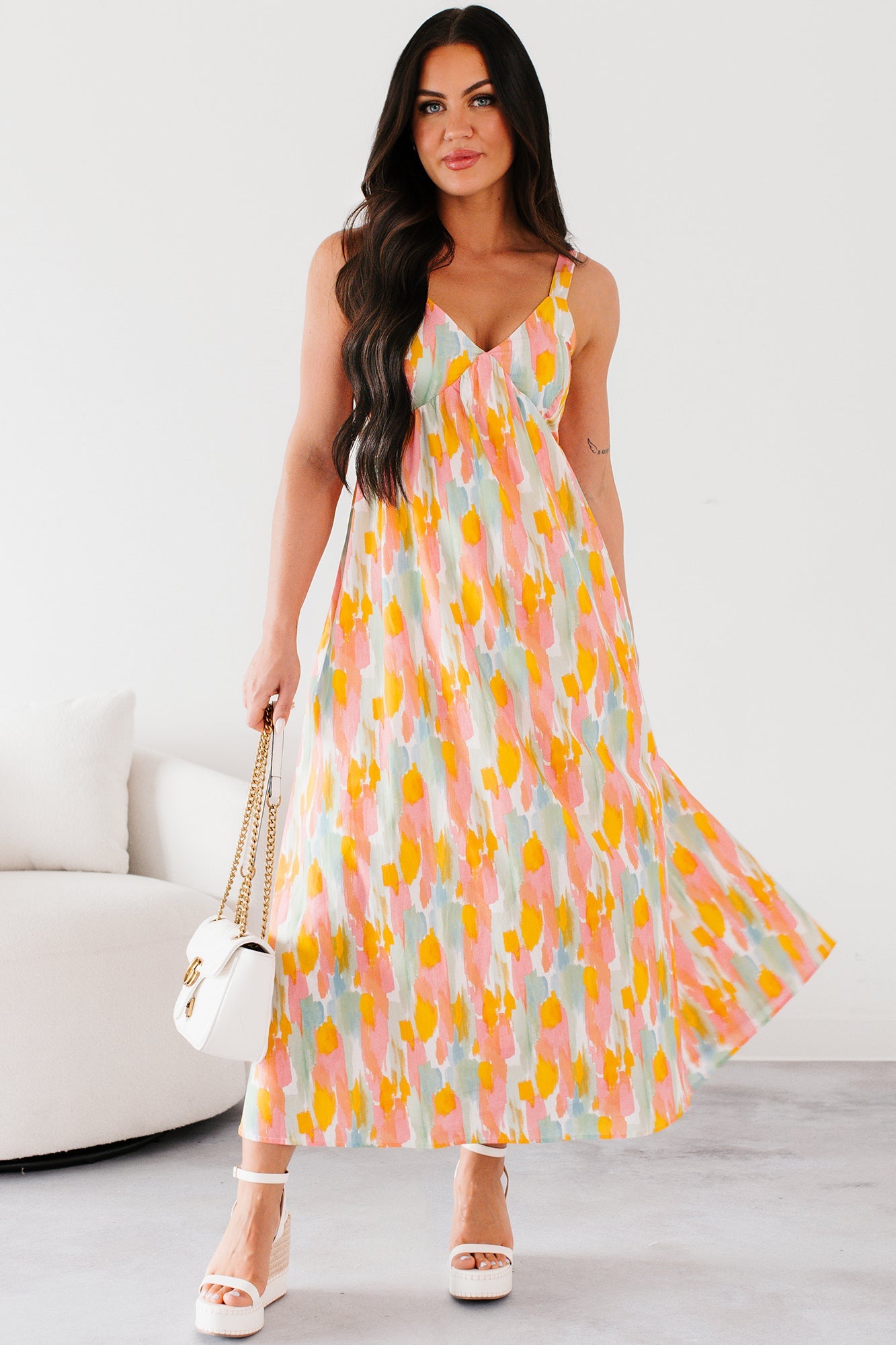Earn Your Stripes Printed Maxi Dress (Pink/Multi)