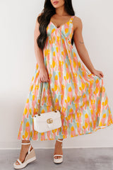 Earn Your Stripes Printed Maxi Dress (Pink/Multi)