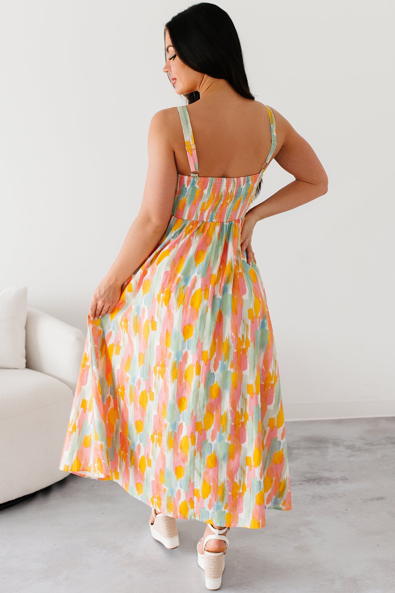 Earn Your Stripes Printed Maxi Dress (Pink/Multi)