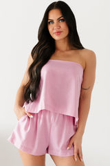 Flawless Fashion Strapless Top & Shorts Set (Pink)