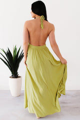 Chasing Glances Halter Maxi Dress (Matcha)