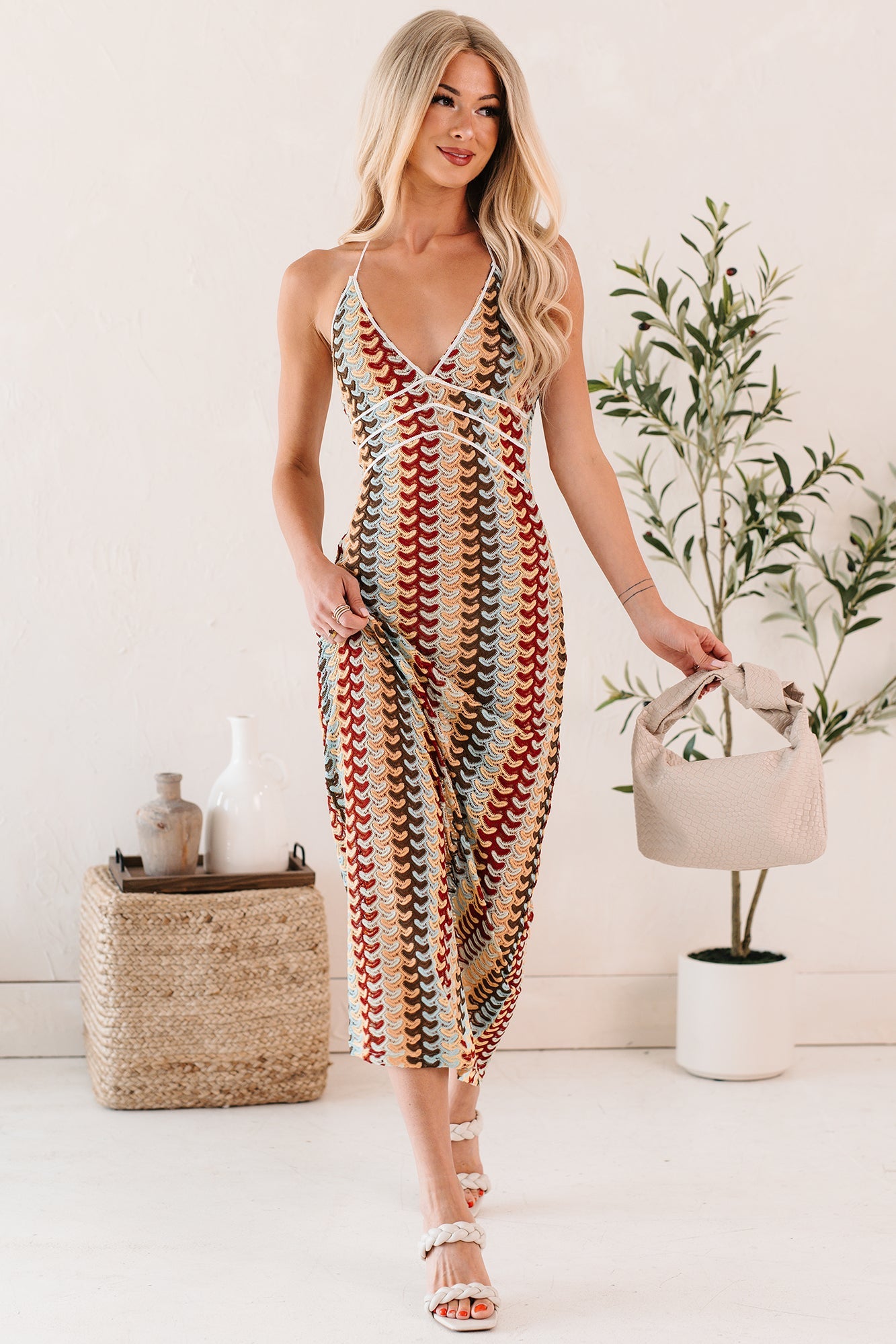 Sunglow State Crochet Halter Maxi Dress (Multi)