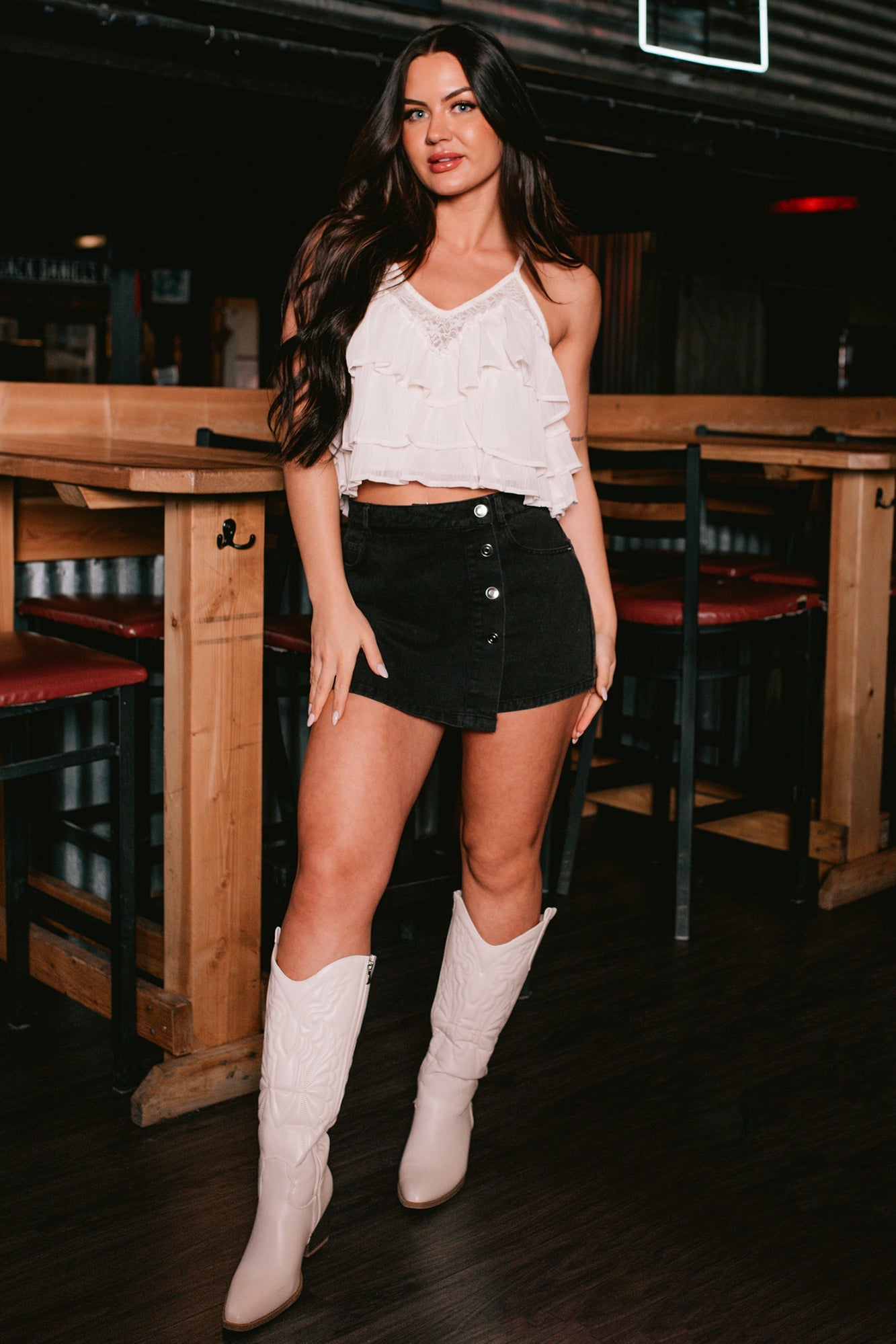 Just Might Be Love Tiered Ruffle Tank Top (Cream)