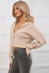 Warm As Wool Collared Cable Knit Jacket (Oatmeal)