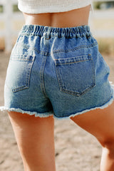 Wild Ride Ready Western Stitch Denim Shorts (Denim)