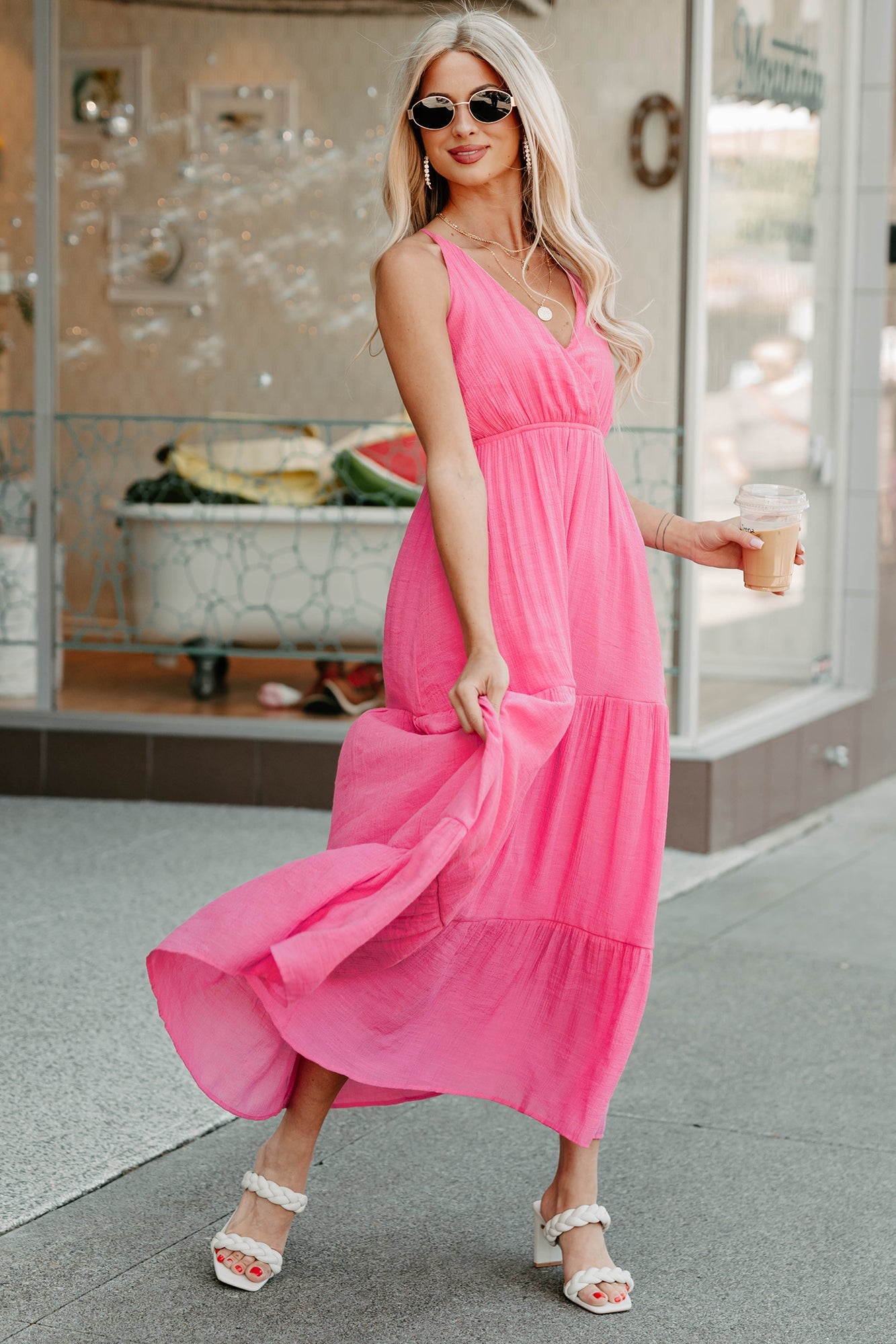 Just A Feeling Sleeveless Maxi Dress (Pink)