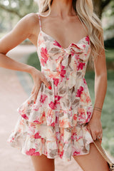 Bloom Into You Floral Tiered Mini Dress (Pink)