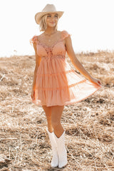 Gentle Nights Lace Sleeveless Mini Dress (Peach)
