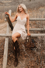 Capture Magic Crochet Tiered Mini Dress (Natural)