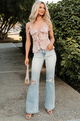 Hint Of Romance Chiffon Floral Cami Top (Light Pink)