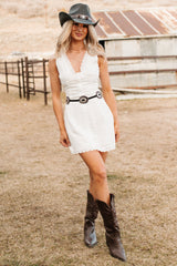 Delicate Days Eyelet Lace Cotton Mini Dress (White)