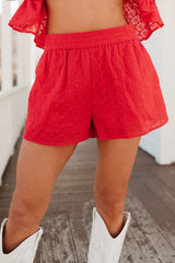 Fresh Air Favorite Eyelet Shorts (Red)