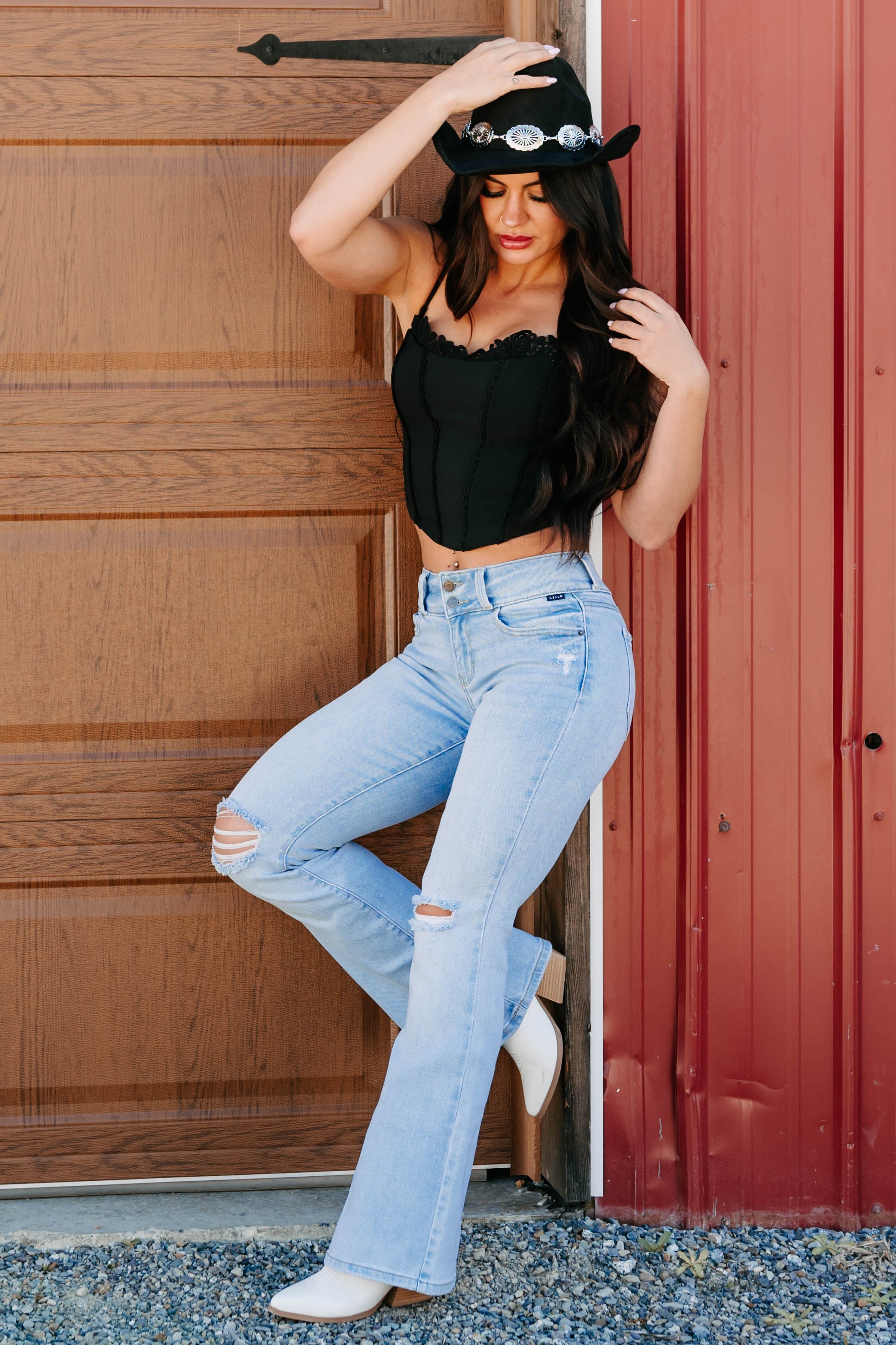Keep The Spark Lace Trim Corset Top (Black)