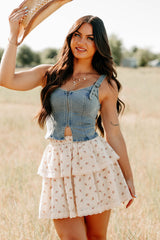 Lady's First Zip Up Denim Tank Top (Light Blue)